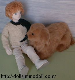 Doll with a big dog
