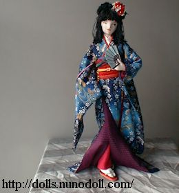 Kimono doll in blue kimono