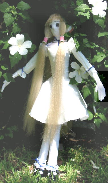 Long hair and white dress